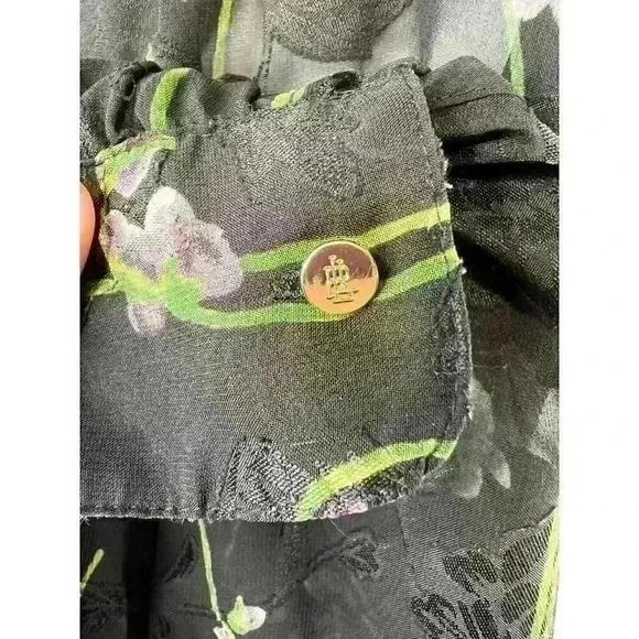 Lauren Ralph Lauren Women's Floral Sheer Sleeve Ruffle‎ Front Blouse Size 16 - Picture 5 of 8